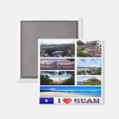 zGU003 GUAM I Love, Mosaic, Oceania,冷蔵庫 マグネット (正面/裏面)