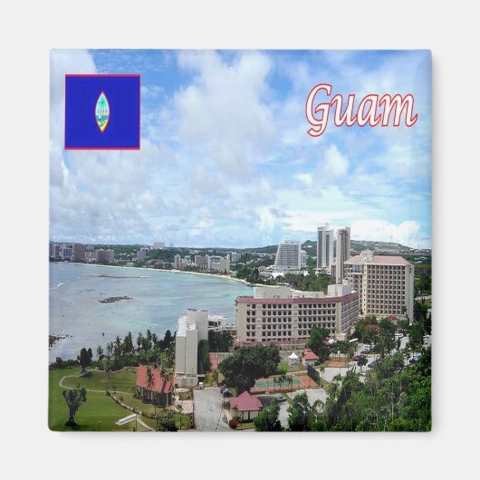zGU013 GUAM,パノラマ,オセアニア,冷蔵庫 マグネット (正面)
