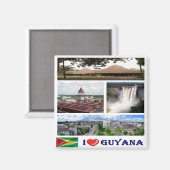 zGY004 GUYANA I Love, Mosaic, America,冷蔵庫 マグネット (正面/裏面)