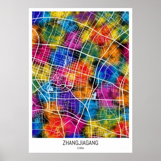 Zhangjiagang China City Map ポスター (正面)