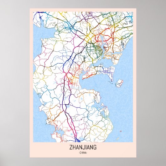 Zhanjiang China City Map ポスター (正面)