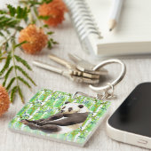 Zhen Zhen the Panda on Bamboo キーホルダー (正面右)