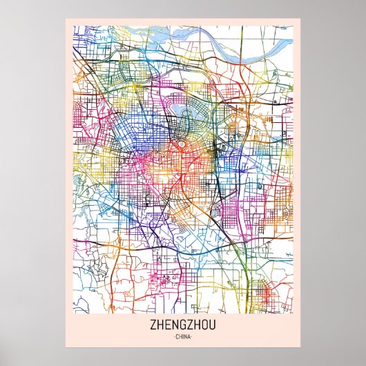 Zhengzhou China City Map ポスター (正面)
