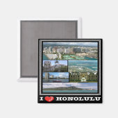 zHI011 HONOLULU I LOVE,ハワイ,モザイク,冷蔵庫 マグネット (正面/裏面)
