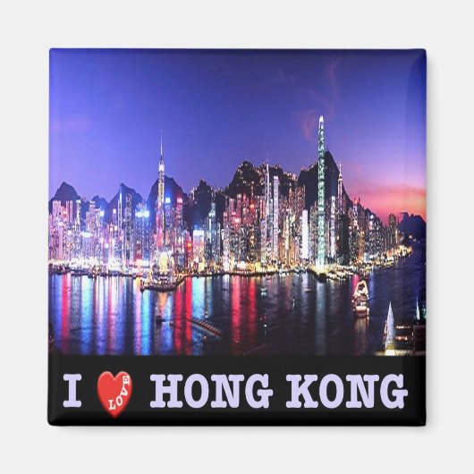 zHK016 I Love HONG KONG，アジア，冷蔵庫 マグネット (正面)