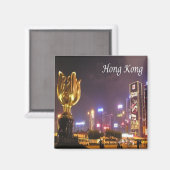 zHK027 HONG KONG panorama by night,アジア,冷蔵庫 マグネット (正面/裏面)