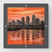 zHR004 ZAGREB、クロアチア、ヨーロッパ、 スクエア壁時計 (正面)