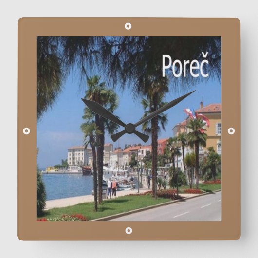 zHR009 POREC、クロアチア, スクエア壁時計 (正面)