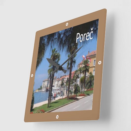 zHR009 POREC、クロアチア， スクエア壁時計 (傾斜)