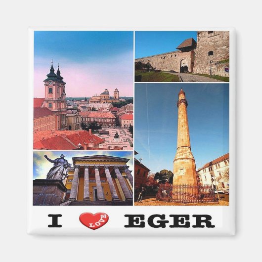 zHU006 EGER I Love,モザイク,ハンガリー,冷蔵庫 マグネット (正面)