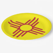 Ziaシンボル赤と黄のフィエスタパーティー ペーパープレート (アングル)