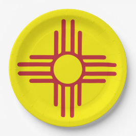 Ziaシンボル赤と黄のフィエスタパーティー ペーパープレート