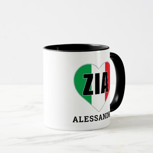 ZIAフラパーソナライズされたグイタリアンハートマググ マグカップ (正面右)