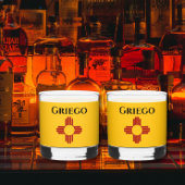 Zia記号付きニューメキシコ国旗 ウイスキーグラス