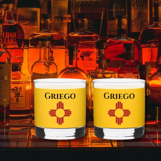 Zia記号付きニューメキシコ国旗 ウイスキーグラス