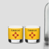 Zia記号付きニューメキシコ国旗 ウイスキーグラス