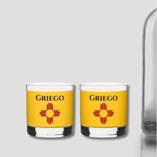 Zia記号付きニューメキシコ国旗 ウイスキーグラス