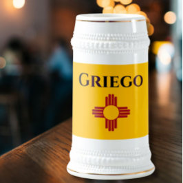 Zia記号付きニューメキシコ国旗 ビールジョッキ