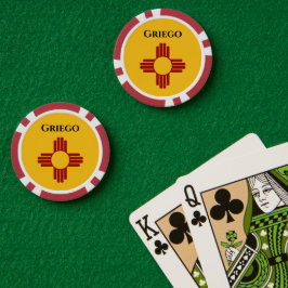 Zia記号付きニューメキシコ国旗 ポーカーチップ