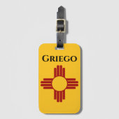 Zia記号付きニューメキシコ国旗 ラゲッジタグ (正面縦)