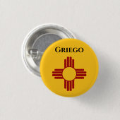 Zia記号付きニューメキシコ国旗 缶バッジ (正面&裏面)