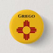 Zia記号付きニューメキシコ国旗 缶バッジ (正面)