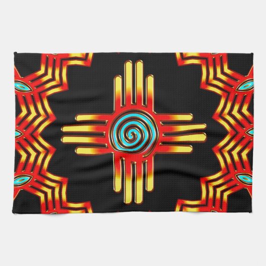 Zia Sonne - Zia Pueblo - New Mexico キッチンタオル (横)