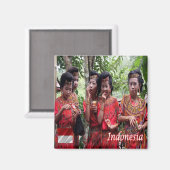 zID009 Indonesian GIRLS，インドネシア，アジア，冷蔵庫 マグネット (正面/裏面)