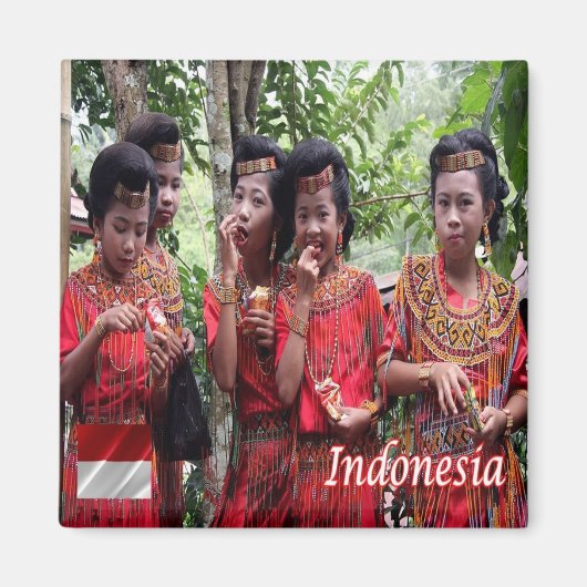 zID009 Indonesian GIRLS，インドネシア，アジア，冷蔵庫 マグネット (正面)