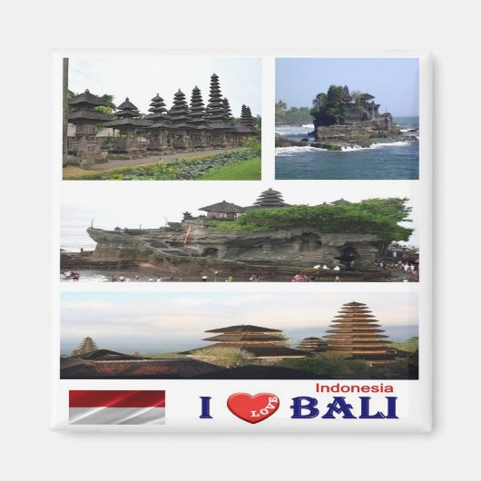 zID022 i love BALI collage, Indomesia Asia,冷蔵庫 マグネット (正面)