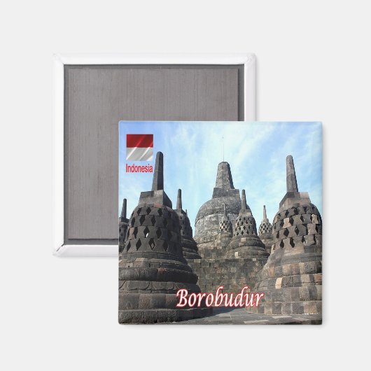 zID024 BOROBUDUR,インドネシア,アジア,冷蔵庫 マグネット (正面/裏面)