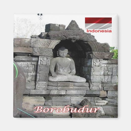 zID025 BOROBUDURインドネシア、アジア、冷蔵庫 マグネット (正面)