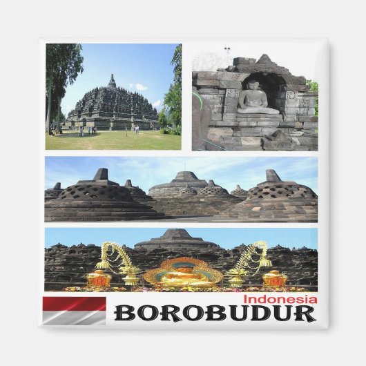 zID026 BOROBUDUR,インドネシア,アジア,冷蔵庫 マグネット (正面)