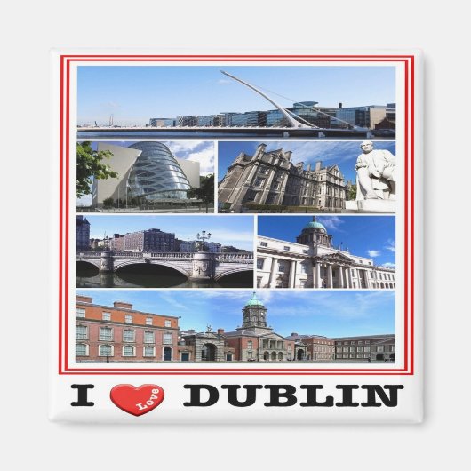 zIE009 DUBLIN I Love, Mosaic Ireland,冷蔵庫 マグネット (正面)