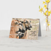 Ziegen die meckern mit Text in Brauntönen   カード (黄色い花)