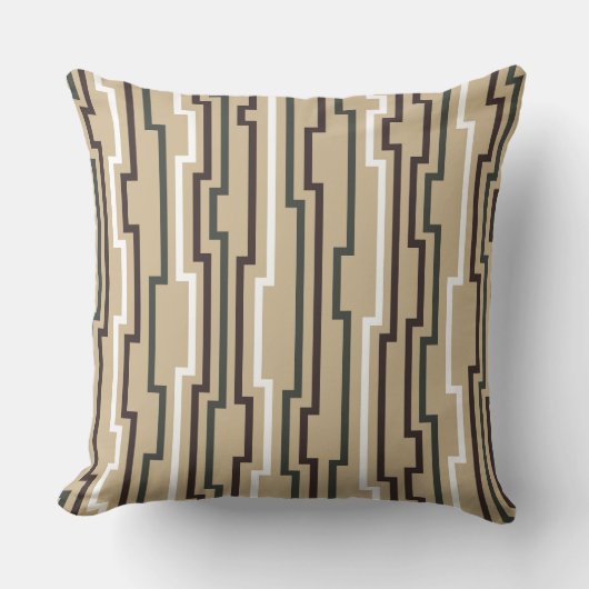 Zig Zag Beige Tan Throw Pillow クッション (正面)