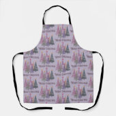 Zig Zag Christmas Tree Faux Glitter Xmas Winter エプロン (正面)