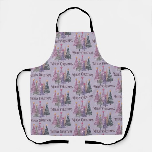 Zig Zag Christmas Tree Faux Glitter Xmas Winter エプロン (正面)