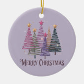 Zig Zag Christmas Tree Faux Glitter Xmas Winter セラミックオーナメント (正面)