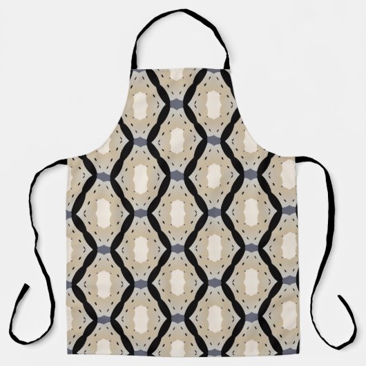 Zig zag geometric black and off-white  エプロン (正面)