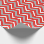 Zig Zag Lines Red White Gray Creative Stripes ラッピングペーパー (角)
