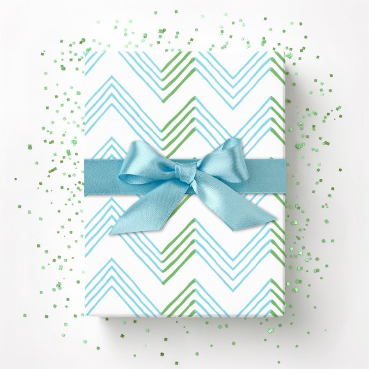 Ziggy Chevron in Green and Aqua ラッピングペーパー