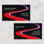 ZigZagパス – 赤、白、青 – 黒 名刺 (正面/裏面)