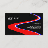 ZigZagパス – 赤、白、青 – 黒 名刺 (裏面)