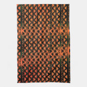 ZigZag三角形と幾何学的なオレンジ色からセピア色 キッチンタオル (縦)