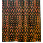 ZigZag三角形と幾何学的なオレンジ色からセピア色 シャワーカーテン (正面)