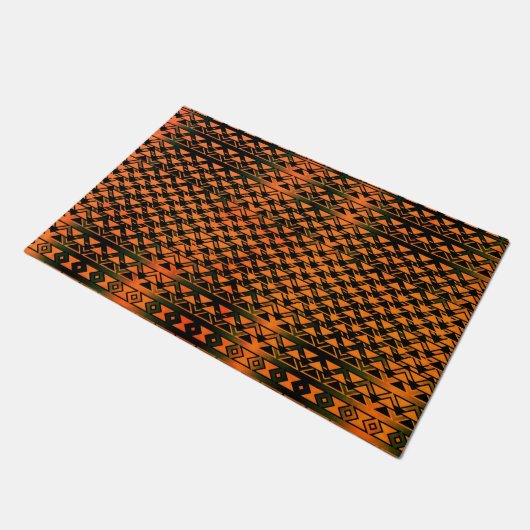 ZigZag三角形と幾何学的なオレンジ色からセピア色 ドアマット (アングル)