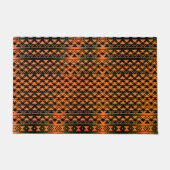 ZigZag三角形と幾何学的なオレンジ色からセピア色 ドアマット (正面)