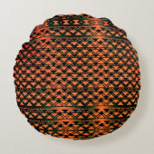 ZigZag三角形と幾何学的なオレンジ色からセピア色 ラウンドクッション (正面)