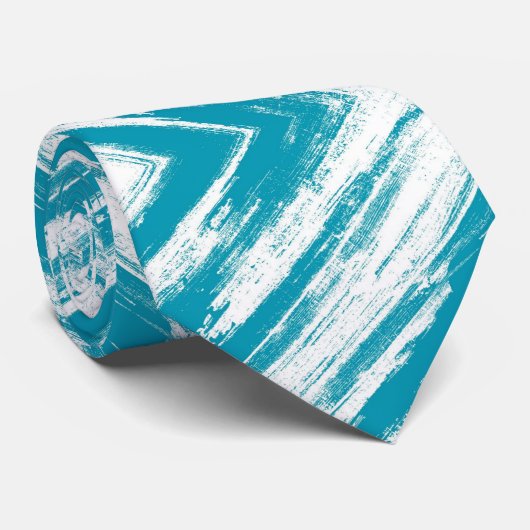 Zigzag Blue Paintbrush Pattern ネクタイ (ロール)